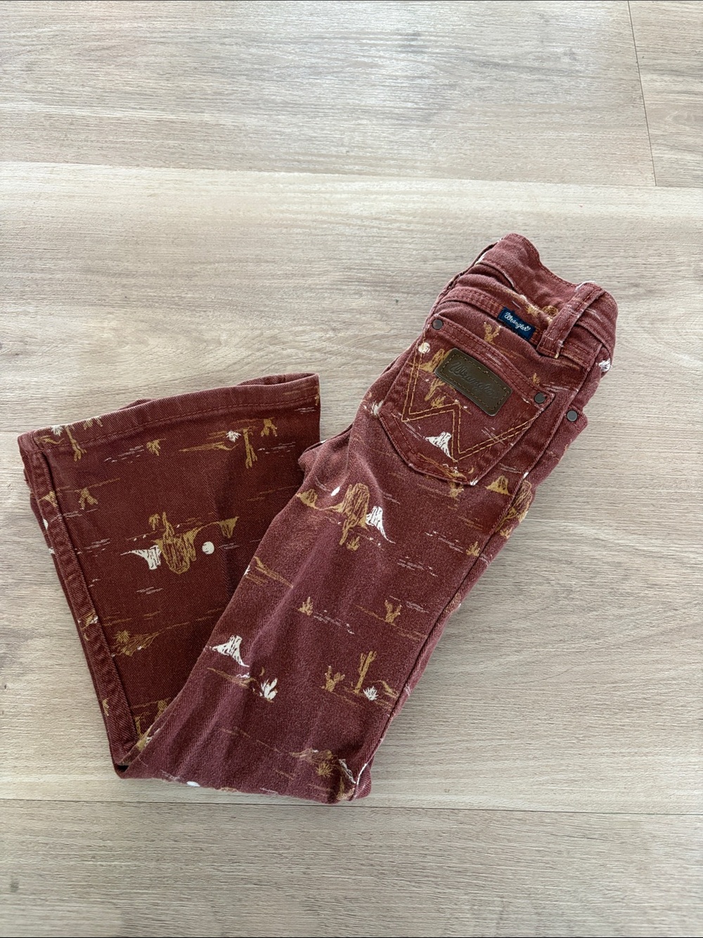 Wrangler Rust Red Western-Print Corduroy Pants